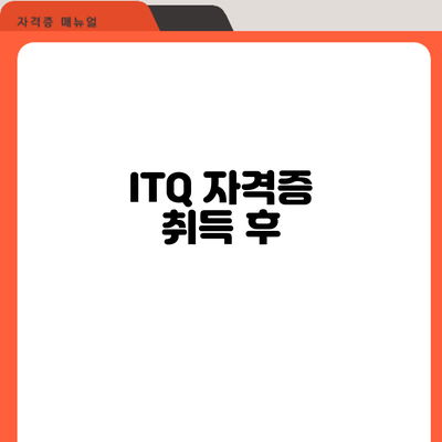 ITQ 자격증 취득 후