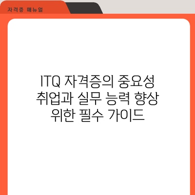 ITQ 자격증의 중요성: 취업과 실무 능력 향상 위한 필수 가이드