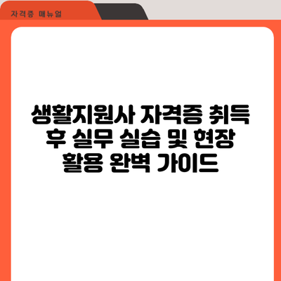 생활지원사 자격증 취득 후: 실무 실습 및 현장 활용 완벽 가이드