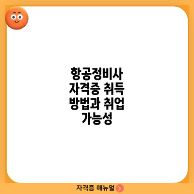 항공정비사 자격증 취득 방법과 취업 가능성