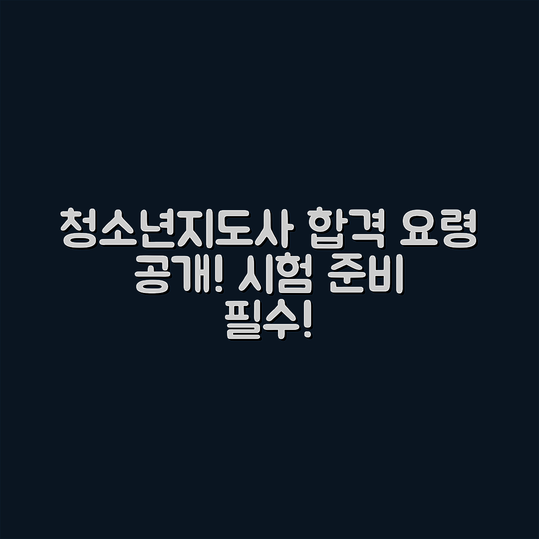 청소년지도사 자격증 시험, 합격 요령은 무엇일까요?