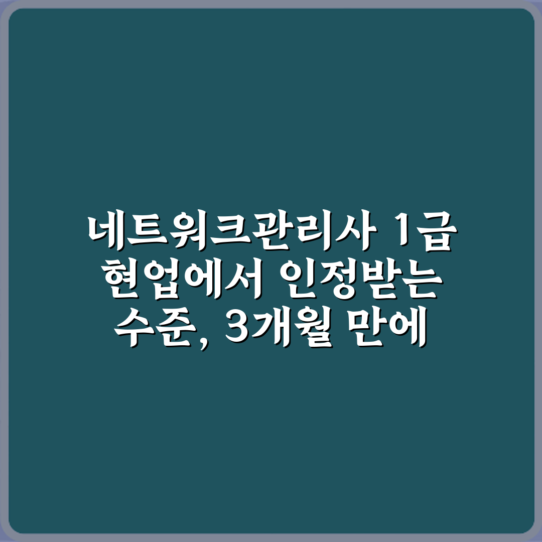 네트워크관리사 1급 현업에서 인정받는 수준, 3개월 만에 달성하는 비법